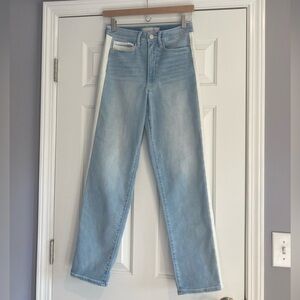 Athleta Sculptek Straight Leg Stripe High Rise Denim Jeans